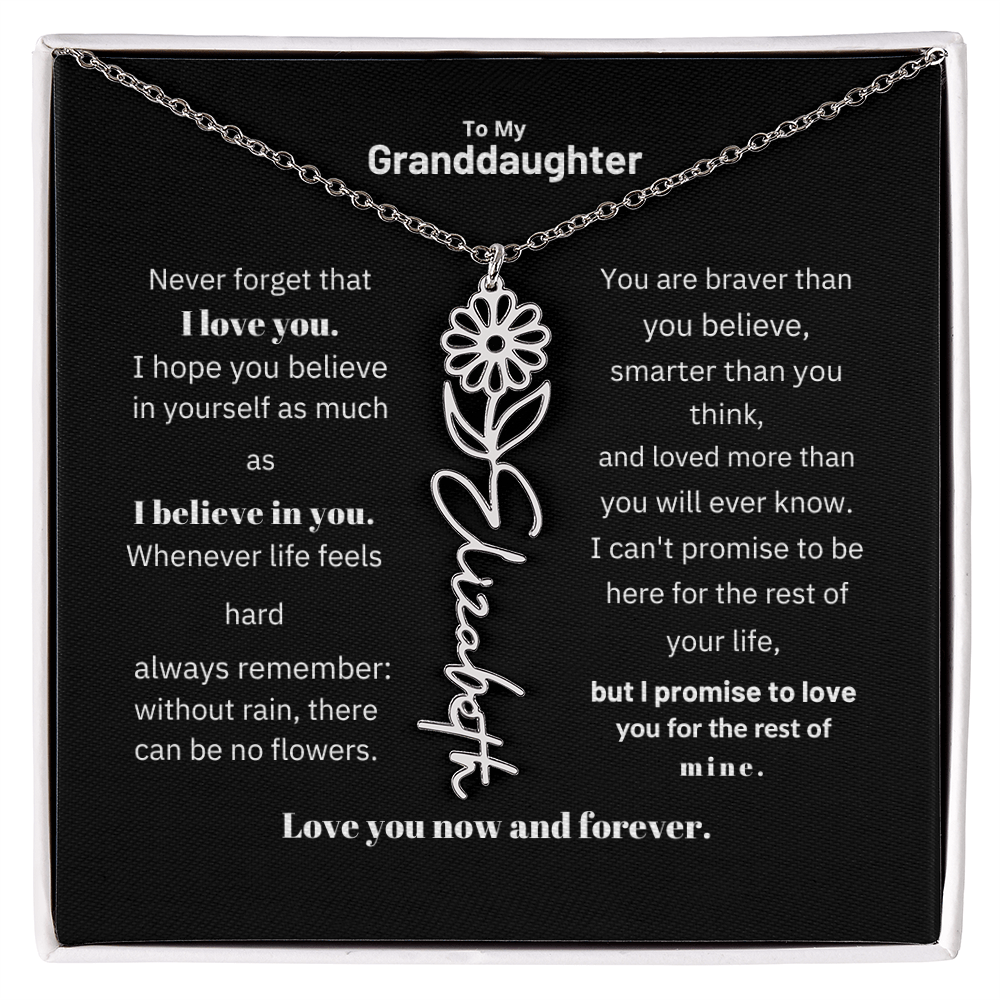 Granddaughter Month Flower Name Necklace