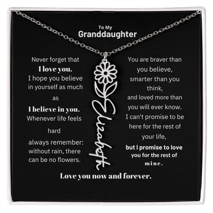 Granddaughter Month Flower Name Necklace