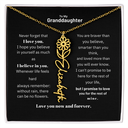 Granddaughter Month Flower Name Necklace