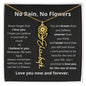 No Rain No Flowers Personalized Flower Necklace  BLK