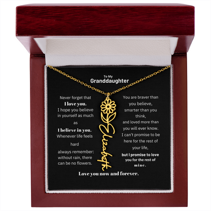 Granddaughter Month Flower Name Necklace