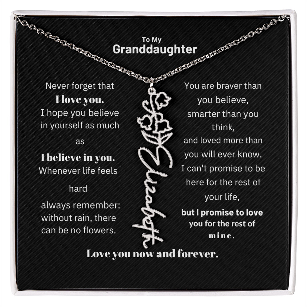 Granddaughter Month Flower Name Necklace