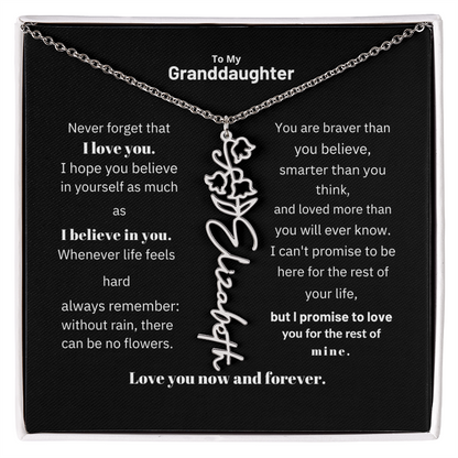 Granddaughter Month Flower Name Necklace
