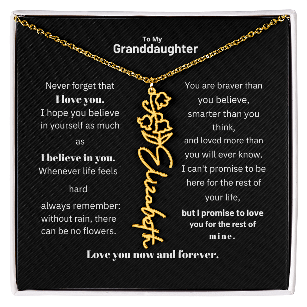 Granddaughter Month Flower Name Necklace