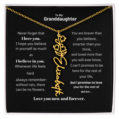 Granddaughter Month Flower Name Necklace