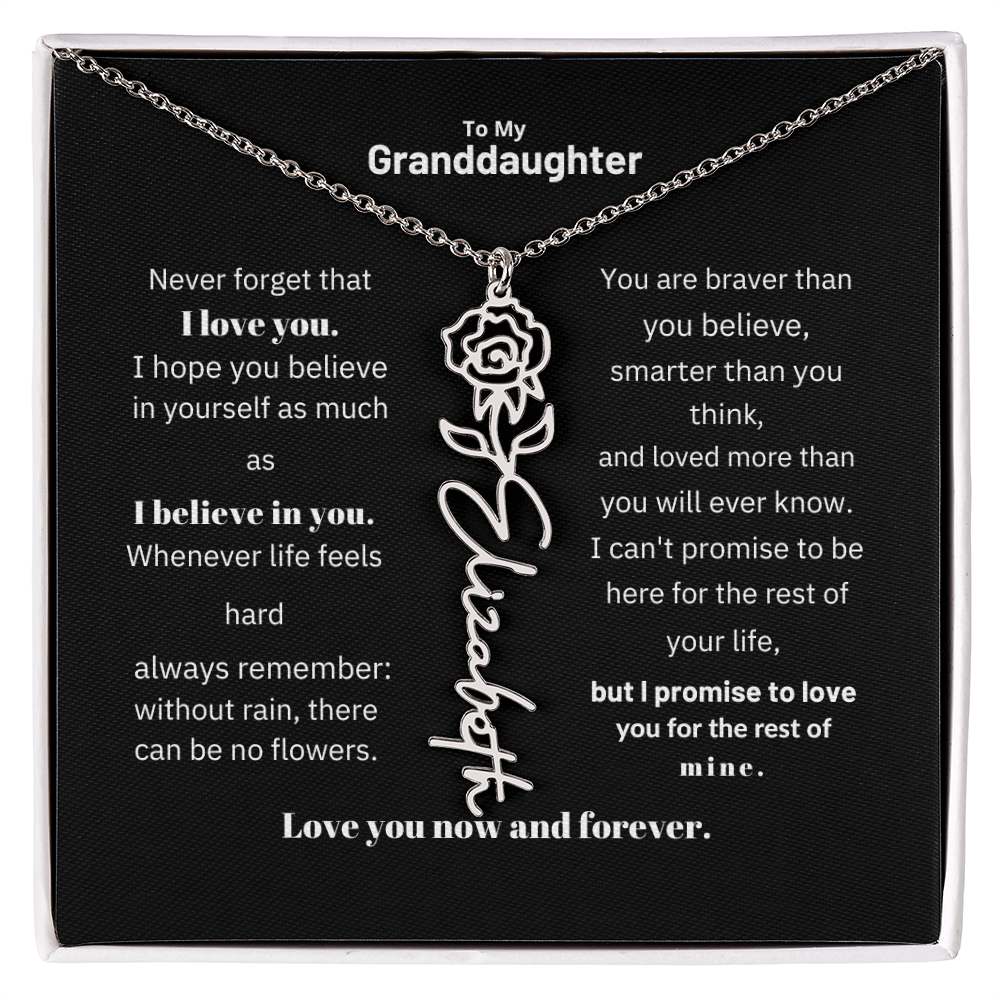 Granddaughter Month Flower Name Necklace