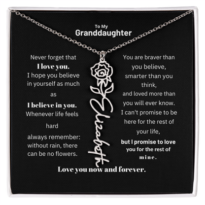 Granddaughter Month Flower Name Necklace