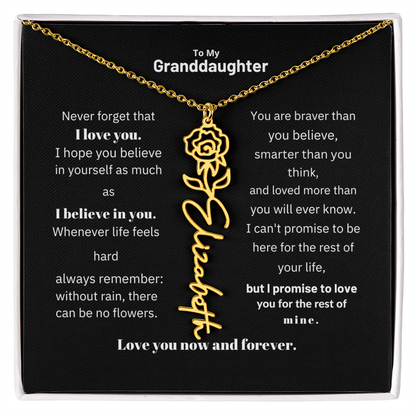Granddaughter Month Flower Name Necklace