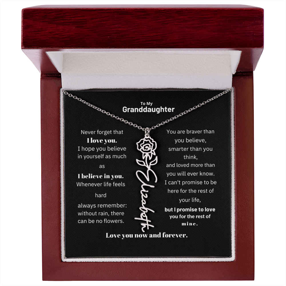 Granddaughter Month Flower Name Necklace