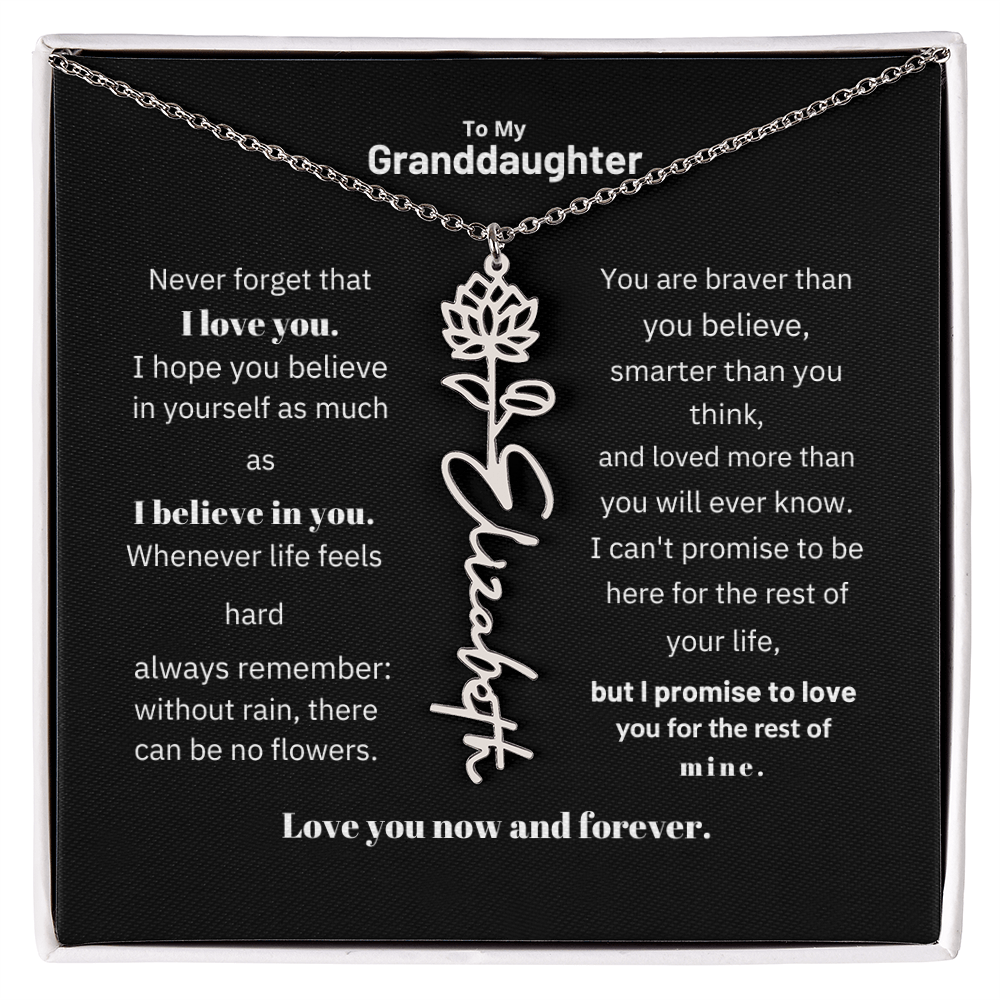 Granddaughter Month Flower Name Necklace