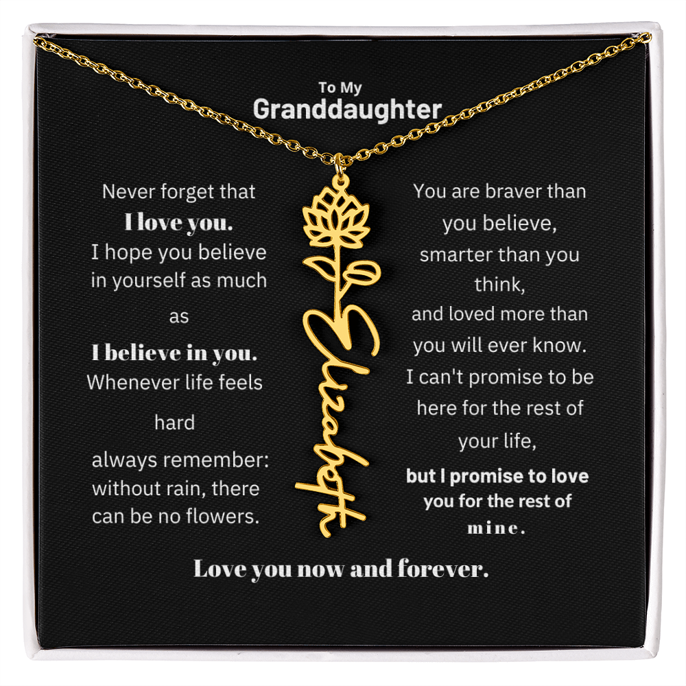 Granddaughter Month Flower Name Necklace