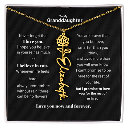 Granddaughter Month Flower Name Necklace
