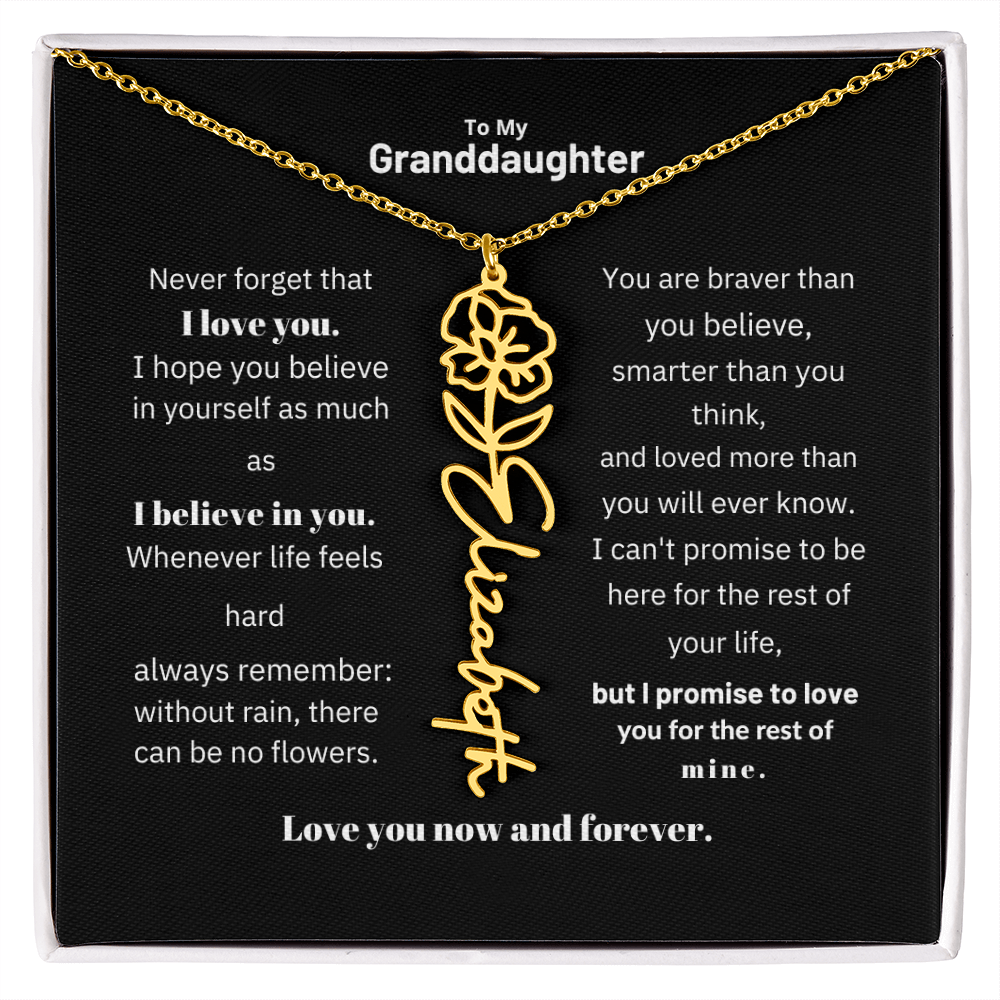 Granddaughter Month Flower Name Necklace