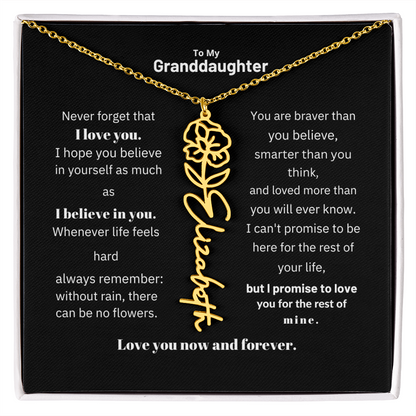 Granddaughter Month Flower Name Necklace