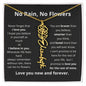 No Rain No Flowers Personalized Flower Necklace  BLK