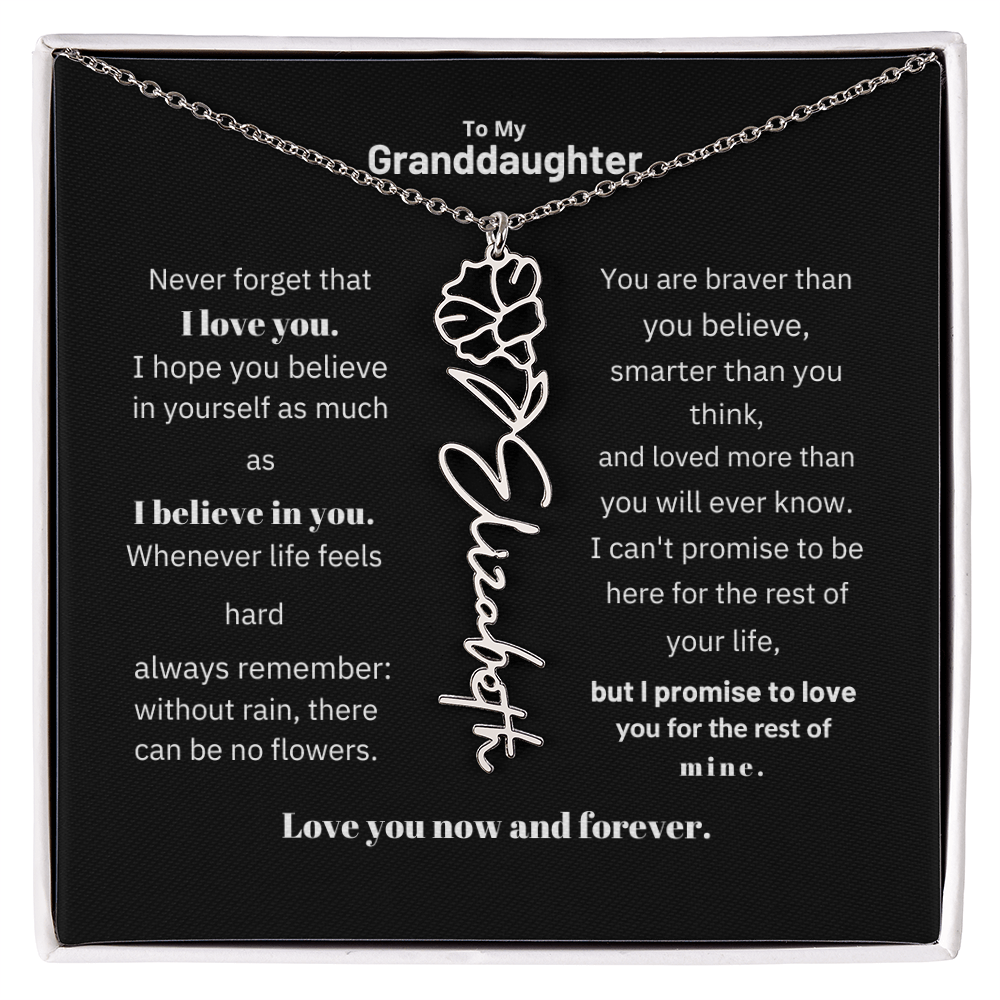 Granddaughter Month Flower Name Necklace