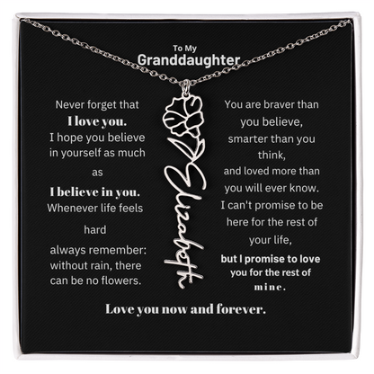 Granddaughter Month Flower Name Necklace