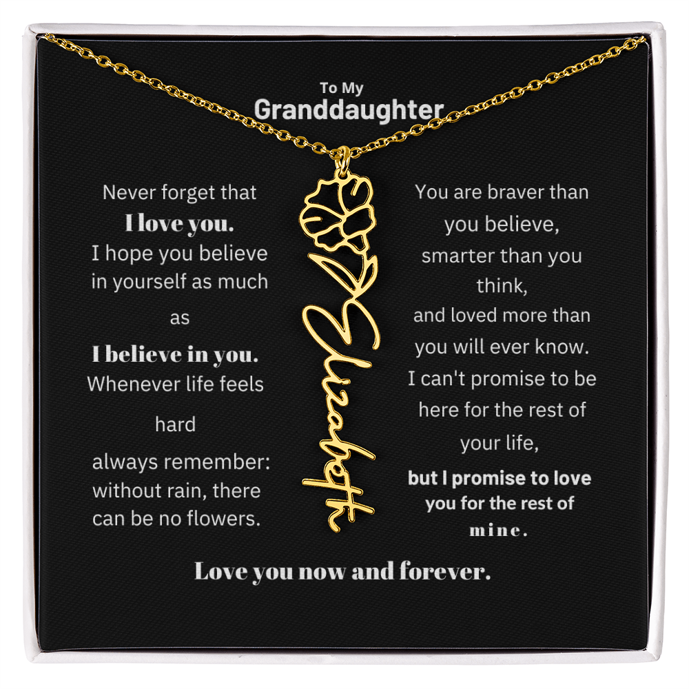 Granddaughter Month Flower Name Necklace