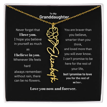 Granddaughter Month Flower Name Necklace