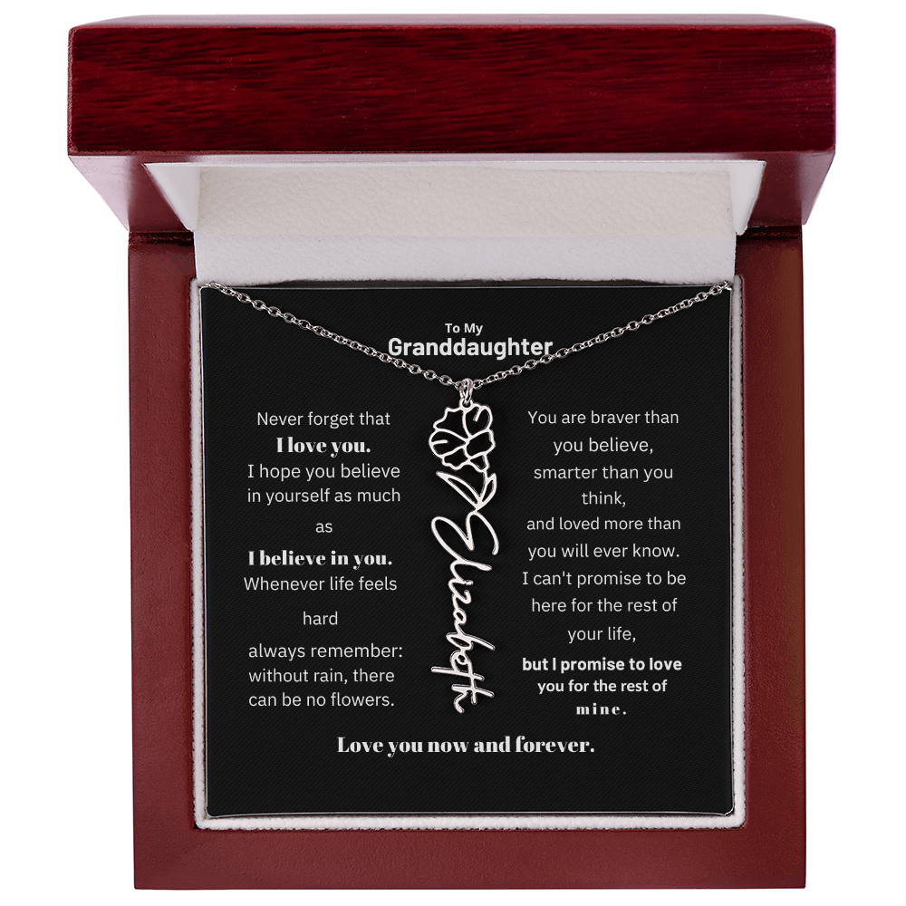 Granddaughter Month Flower Name Necklace