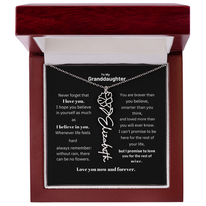 Granddaughter Month Flower Name Necklace