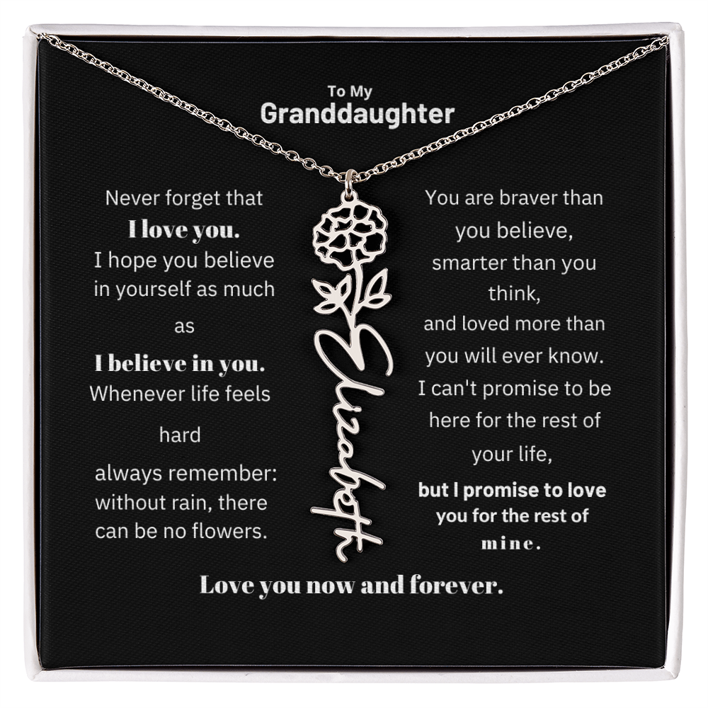 Granddaughter Month Flower Name Necklace