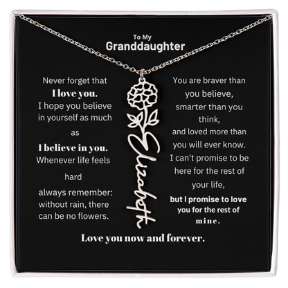 Granddaughter Month Flower Name Necklace