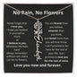 No Rain No Flowers Personalized Flower Necklace  BLK