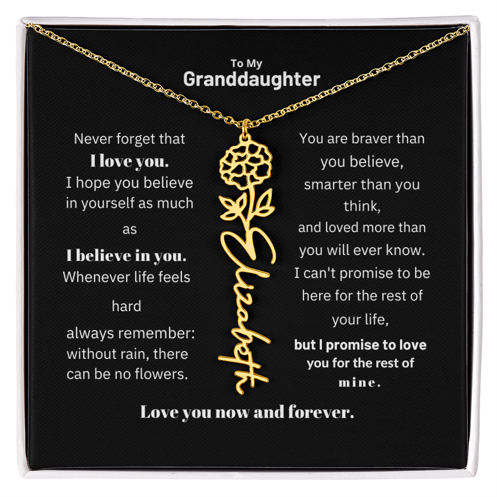 Granddaughter Month Flower Name Necklace