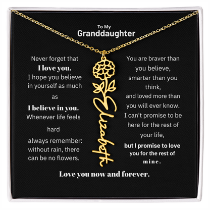 Granddaughter Month Flower Name Necklace