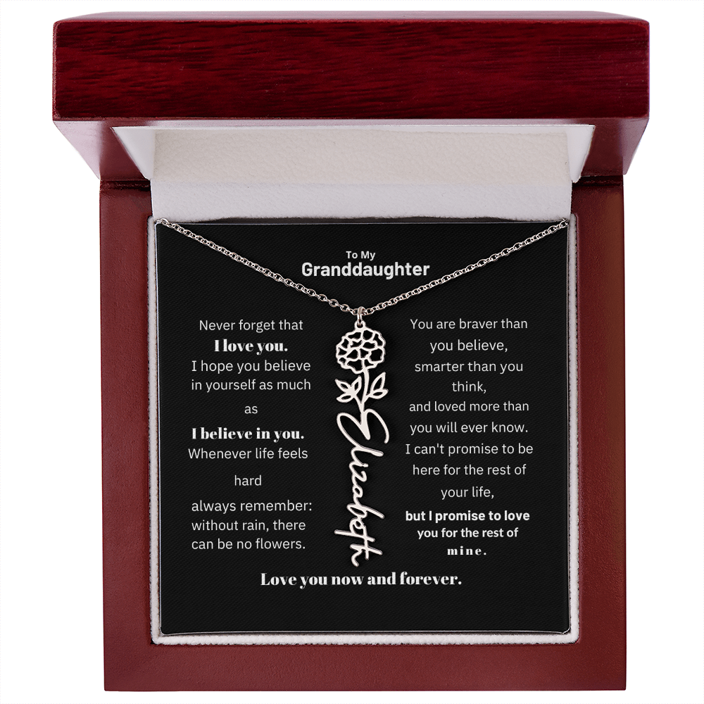 Granddaughter Month Flower Name Necklace