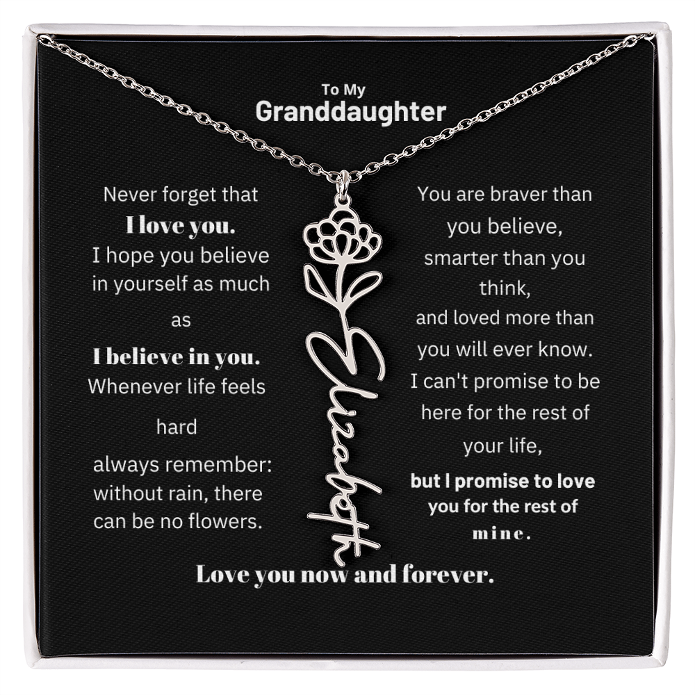 Granddaughter Month Flower Name Necklace