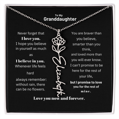 Granddaughter Month Flower Name Necklace