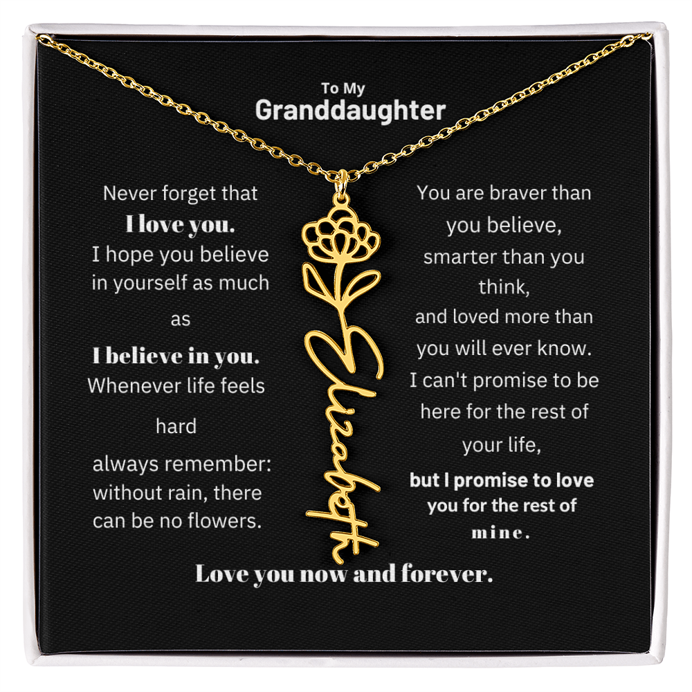 Granddaughter Month Flower Name Necklace