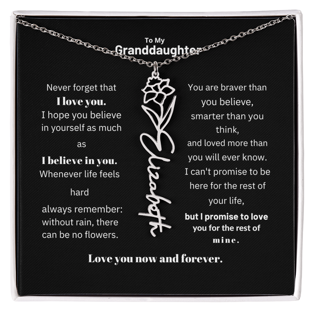 Granddaughter Month Flower Name Necklace