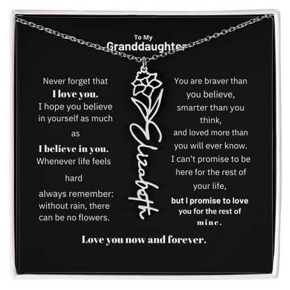 Granddaughter Month Flower Name Necklace