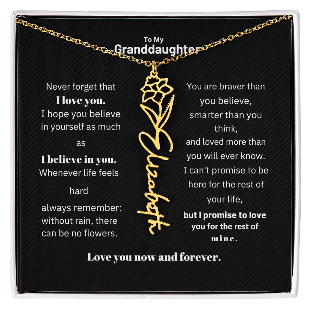 Granddaughter Month Flower Name Necklace