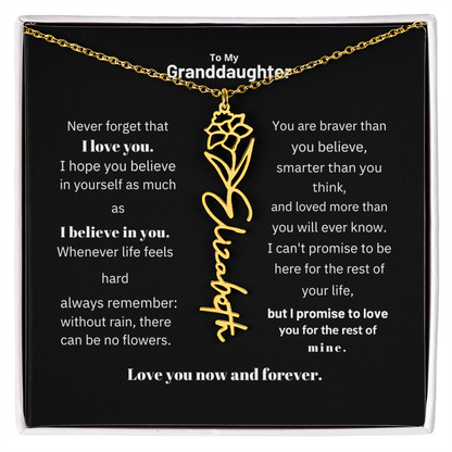 Granddaughter Month Flower Name Necklace