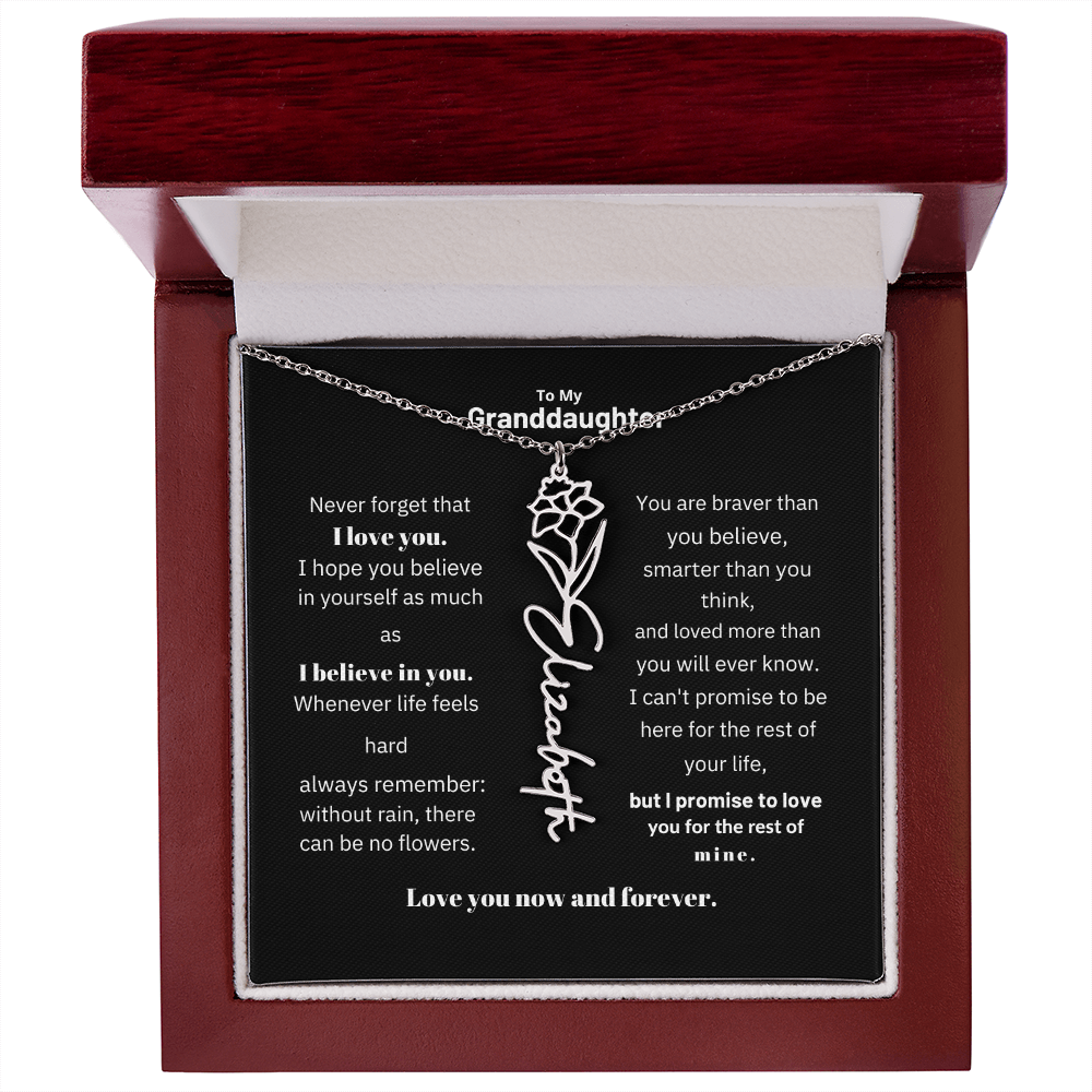 Granddaughter Month Flower Name Necklace