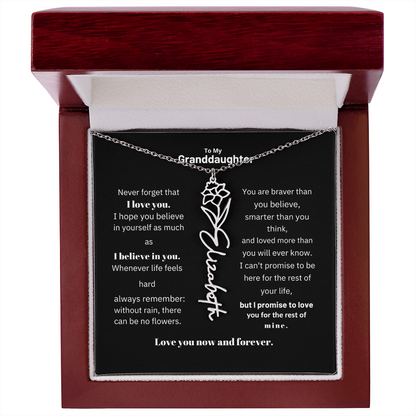 Granddaughter Month Flower Name Necklace