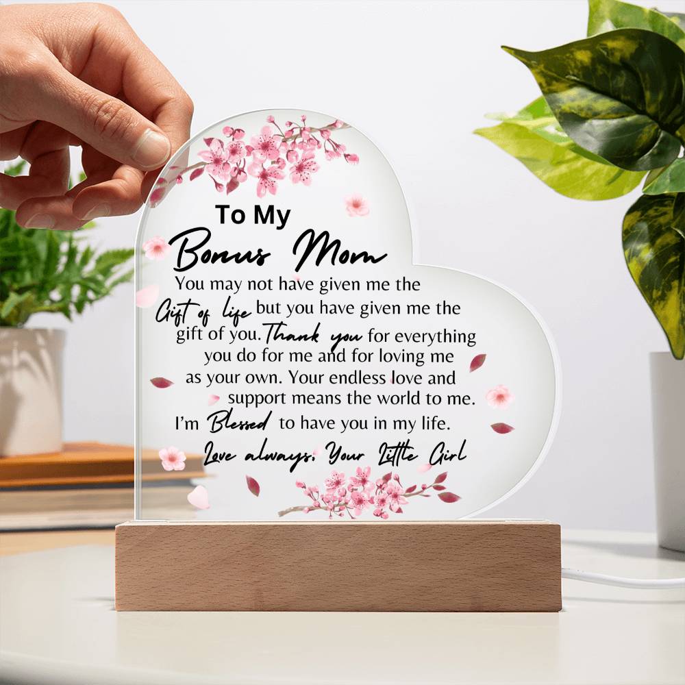 To My Bonus Mom | Acrylic Heart