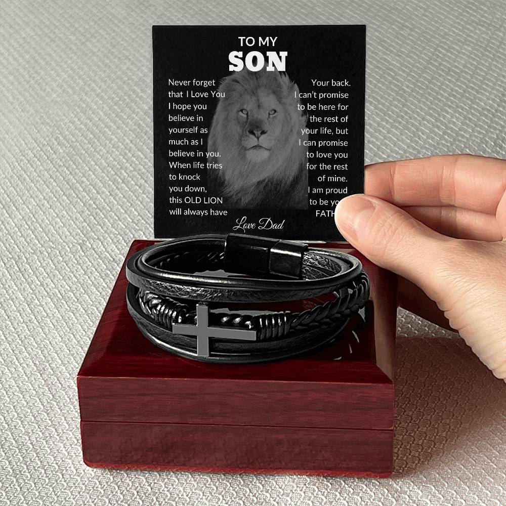 To My Son| Lion | Cross Bracelet