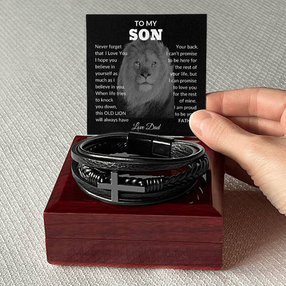 To My Son| Lion | Cross Bracelet