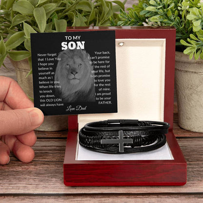 To My Son| Lion | Cross Bracelet