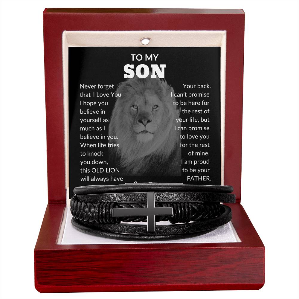 To My Son| Lion | Cross Bracelet