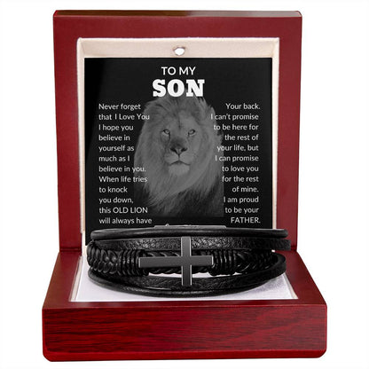 To My Son| Lion | Cross Bracelet