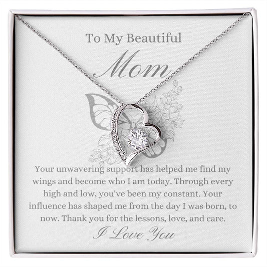 To My Beautiful Mother - Butterfly Forever Love Necklace