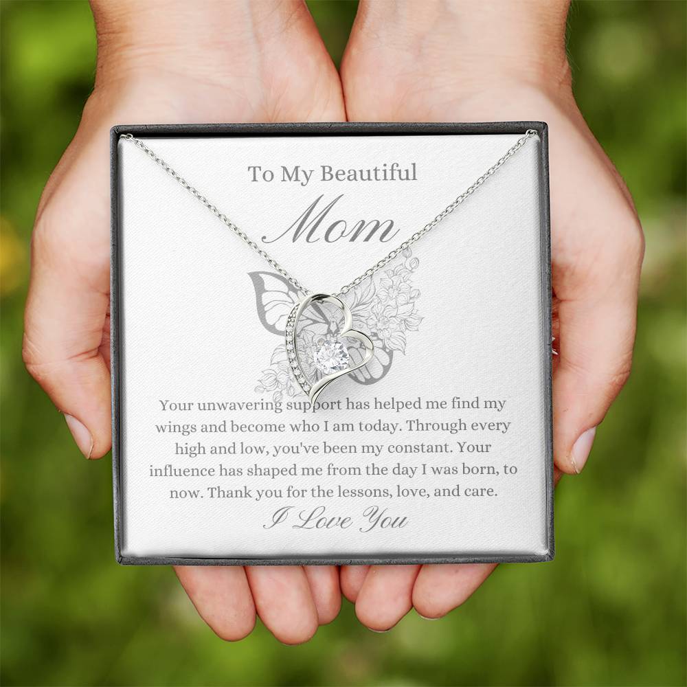 To My Beautiful Mother - Butterfly Forever Love Necklace