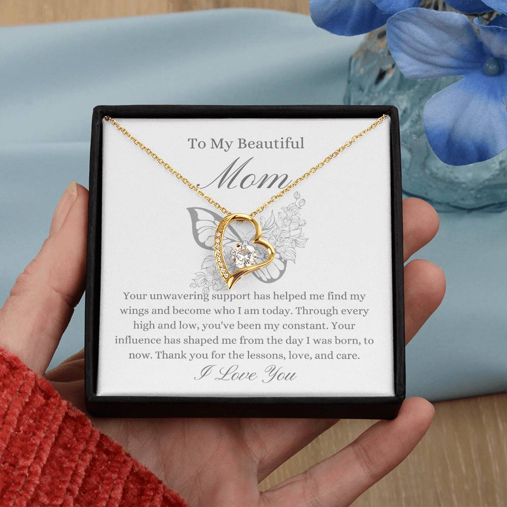 To My Beautiful Mother - Butterfly Forever Love Necklace