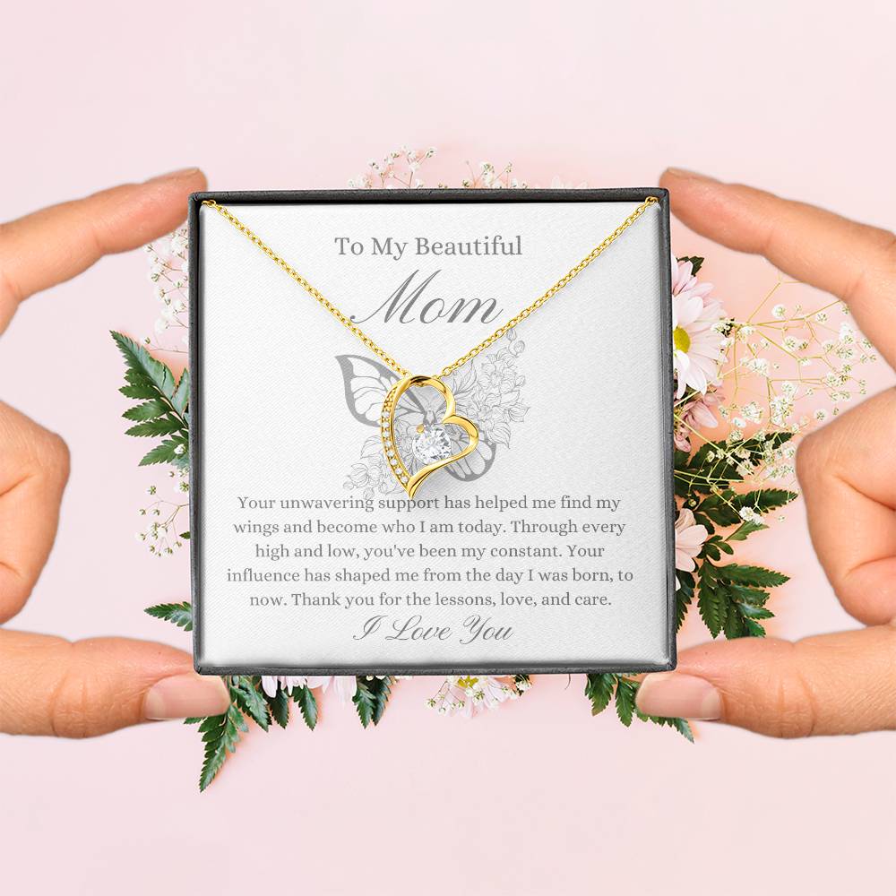 To My Beautiful Mother - Butterfly Forever Love Necklace